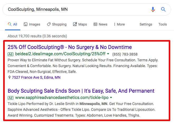 Minneaopolis CoolSculpting PPC